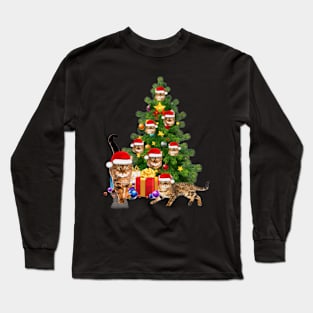 Toyger Cat Christmas Tree T-Shirt Long Sleeve T-Shirt